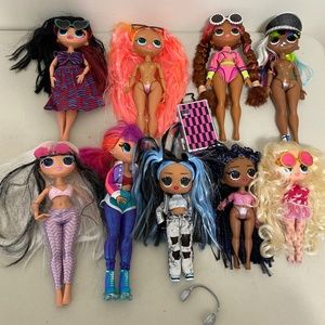 6 LOL Surprise 9” Dolls and 3 LOL 7” Dolls. Total: 9 dolls lot